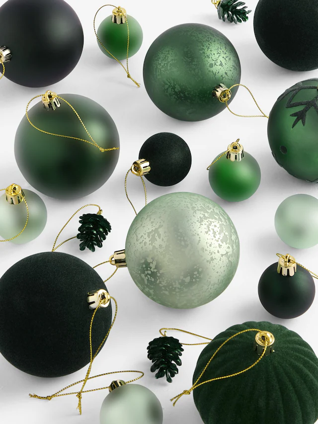 Lot de 50 boules de Noël vert forêt foncé incassables