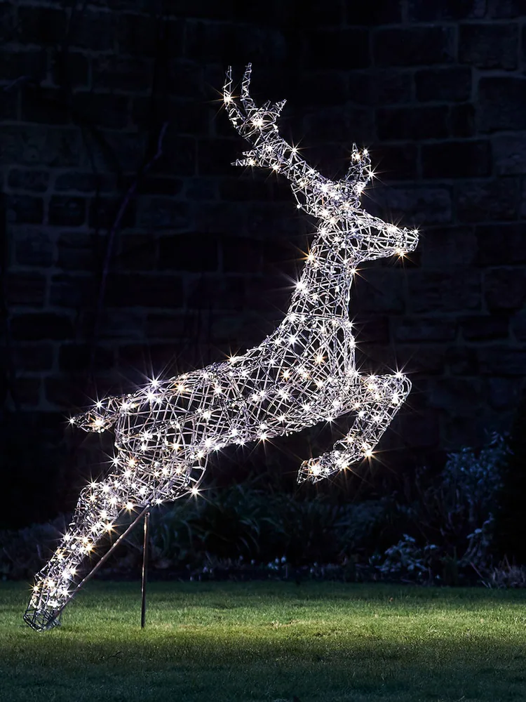 Renne lumineux Harlow en rotin gris 1,4 m avec LED bicolores