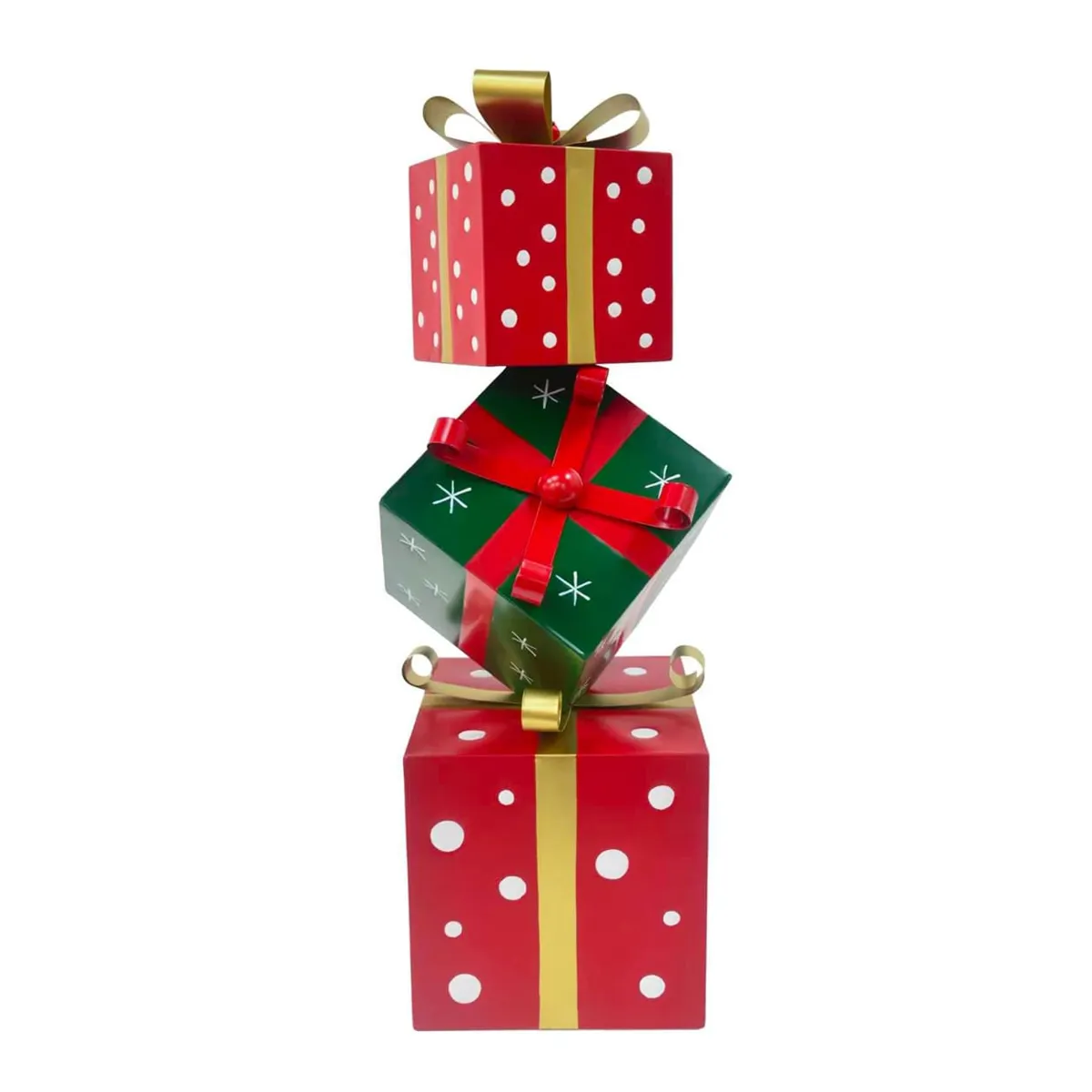 Boites cadeaux décoratives en métal (H91 cm) Fantaisie Rouge et verte
