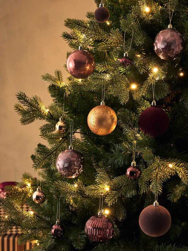 Lot de 50 boules de Noël métalliques couleur baie incassables