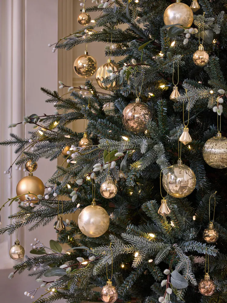 Lot de 50 boules de Noël dorées incassables