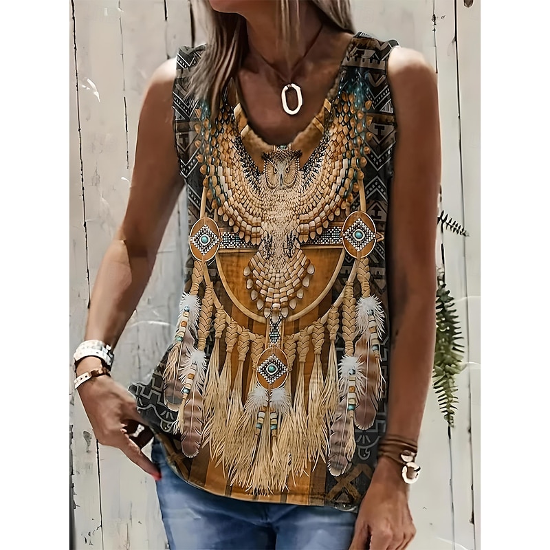 Women's Camisole Tank Top Boho Tank Top Western Tank Top Floral Graphic Animal Bohemia Vintage Casual Sleeveless U Neck Regular Tops Daily Holiday Goi