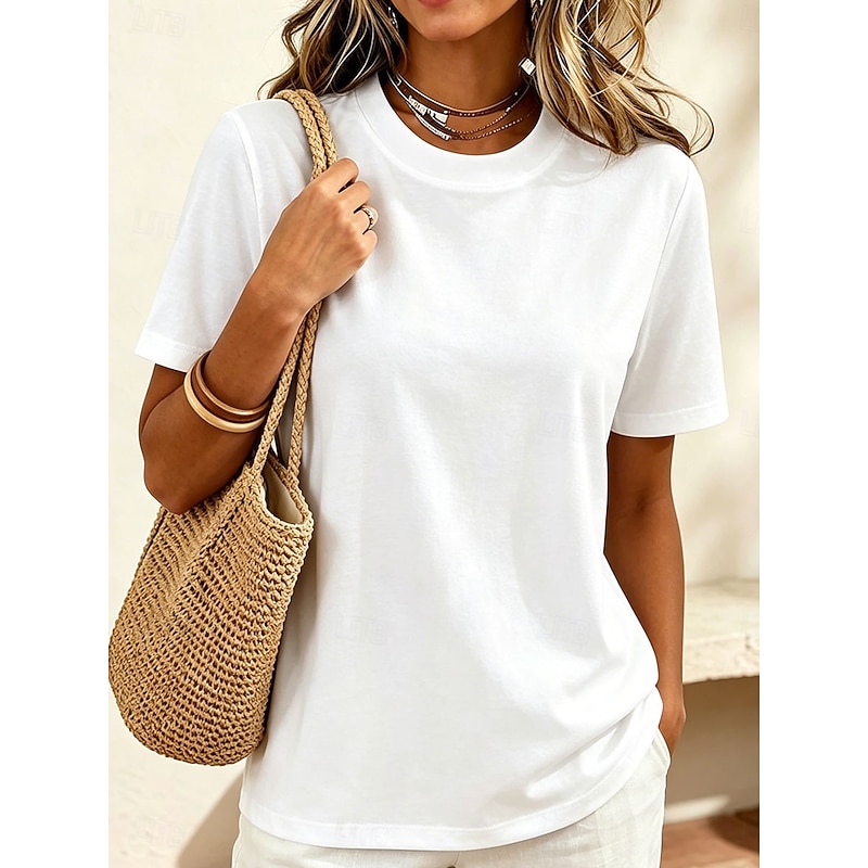 Women's 100% Cotton T-Shirts - Quality Heavy Short Sleeve Crew Neck Tee 2026 - $24.99