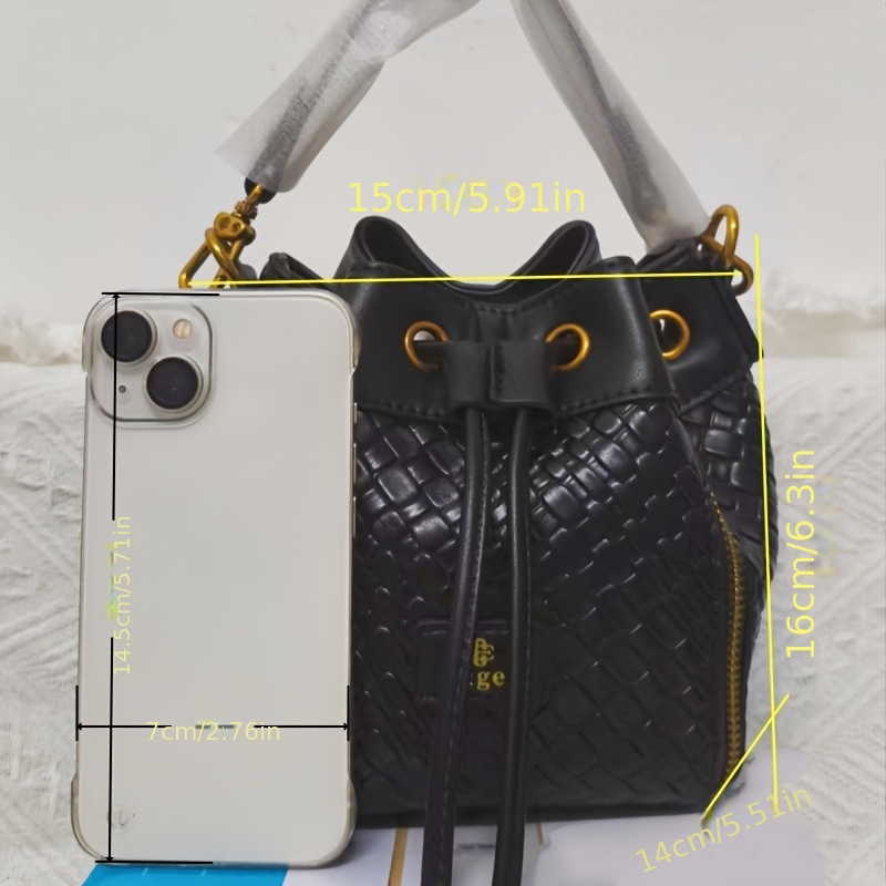 Woven Texture Drawstring Bucket Bag
