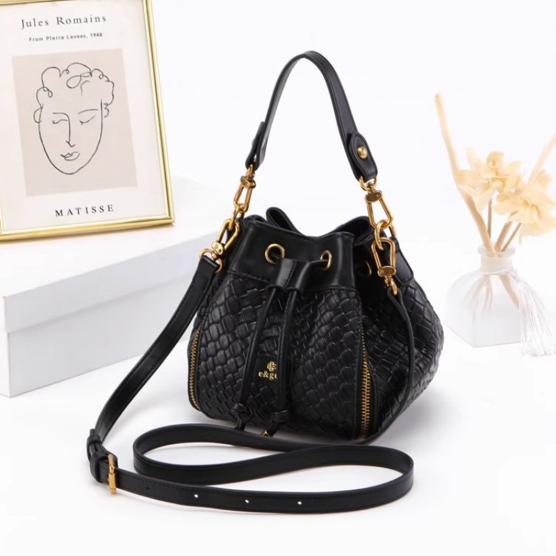 Woven Texture Drawstring Bucket Bag