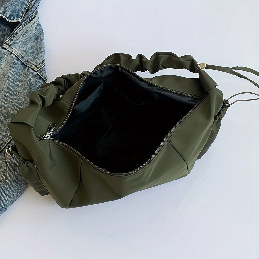 Ruched Strap Nylon Hobo Crossbody Bag