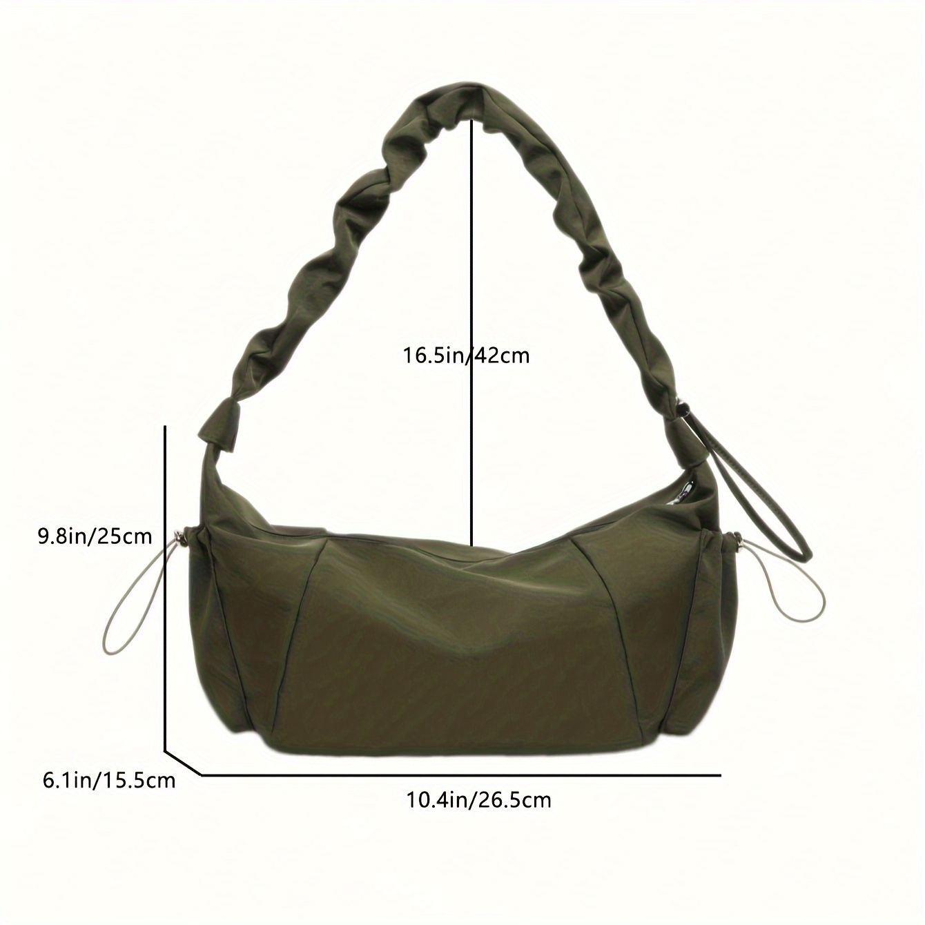 Ruched Strap Nylon Hobo Crossbody Bag
