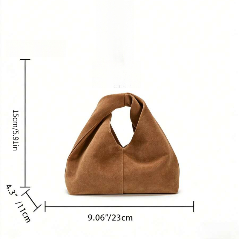Minimalist Suede Knot Top Handle Handbag