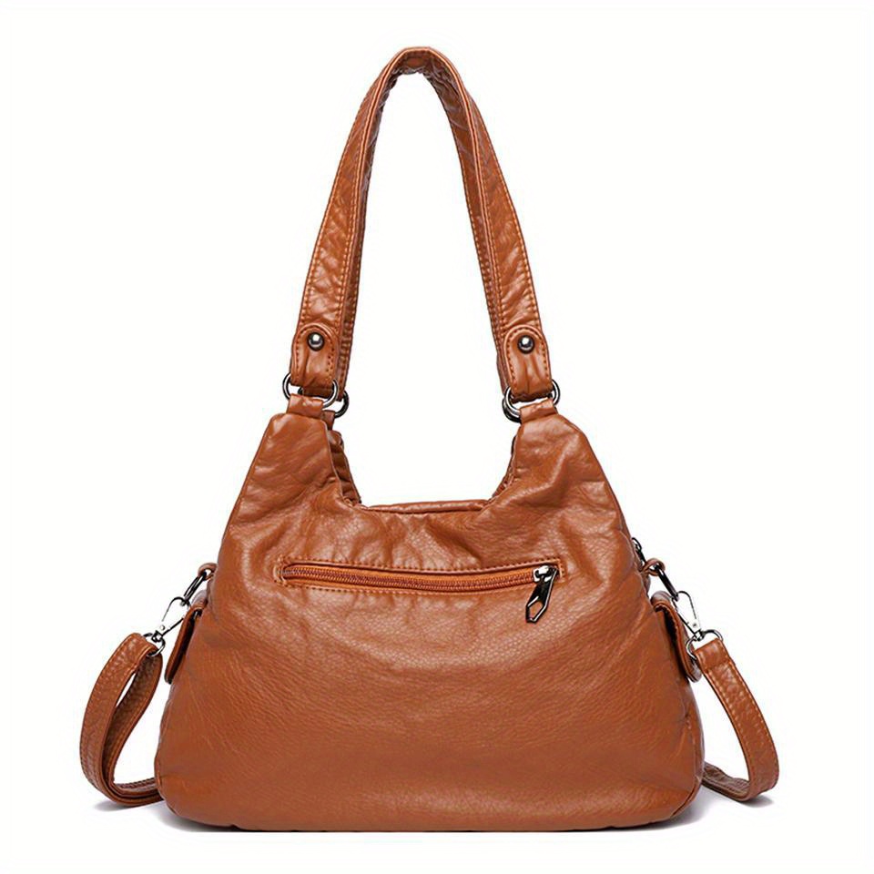 Vintage Woven Washed Leather Shoulder Tote Bag