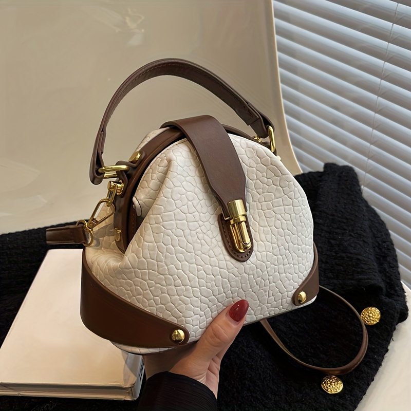 Color Block Bubble Texture Mini Doctor Handbag