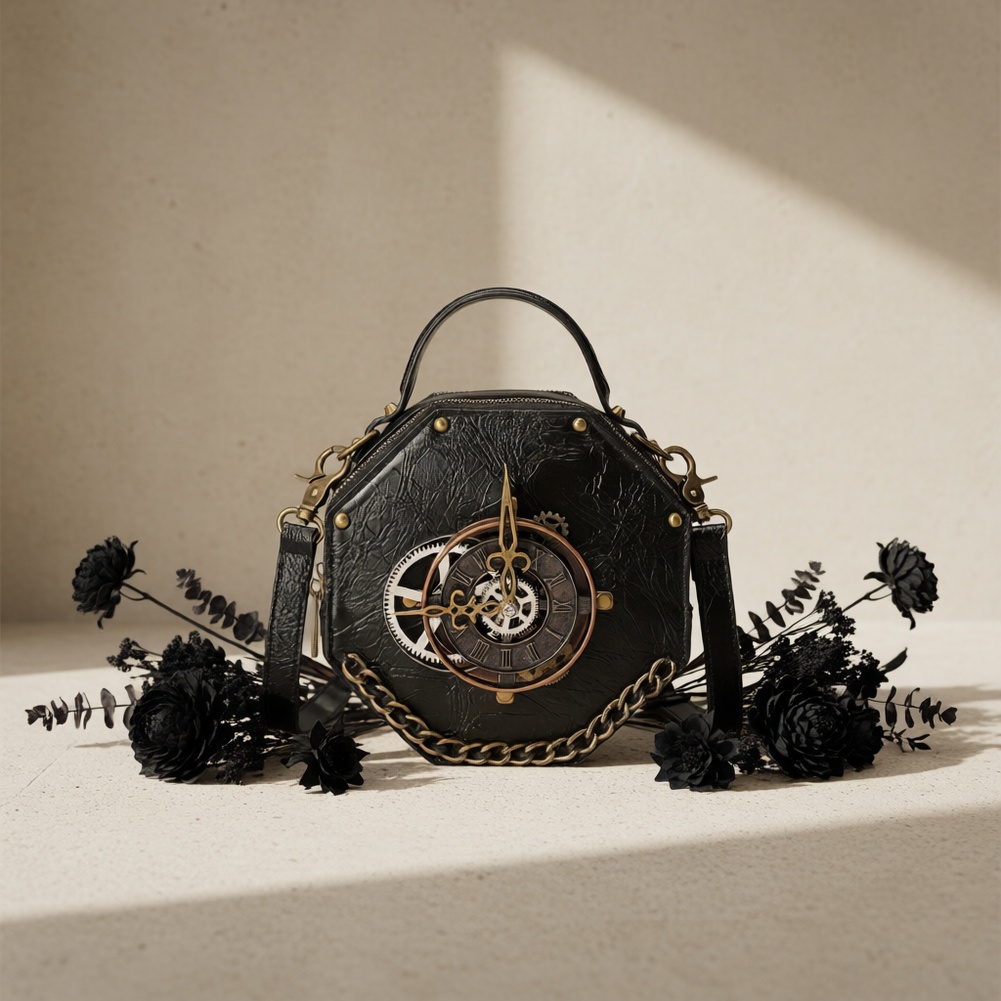 Steampunk Gear Clock Octagonal Mini Handbag