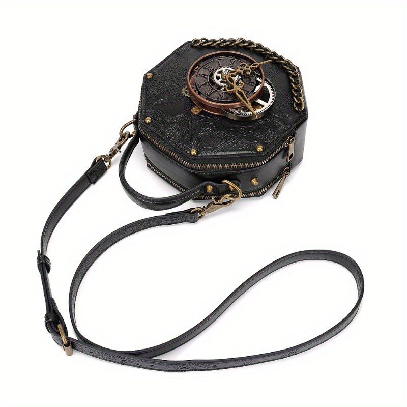 Steampunk Gear Clock Octagonal Mini Handbag