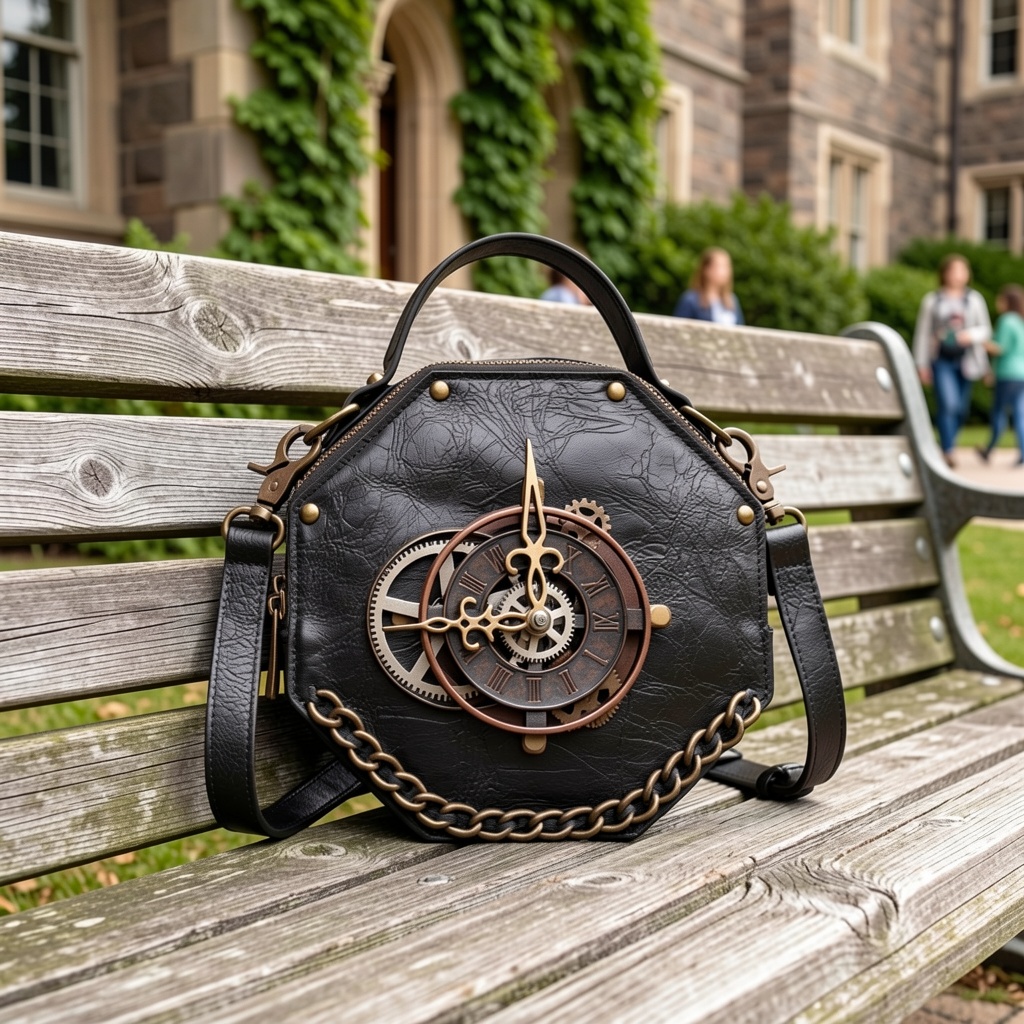 Steampunk Gear Clock Octagonal Mini Handbag