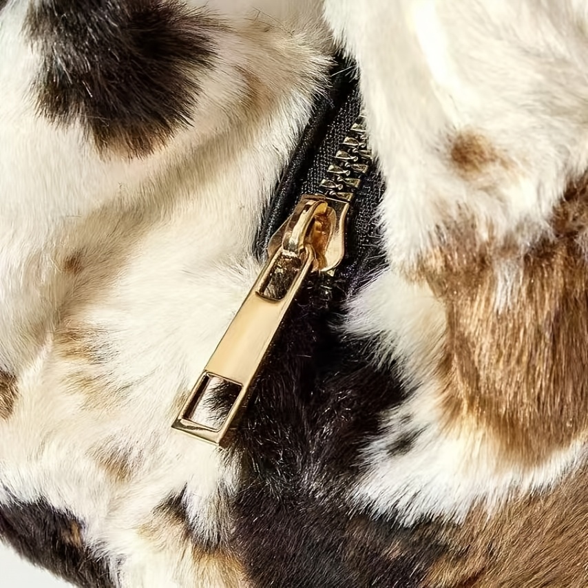 Cow Print Faux Fur Mini Hobo Handbag