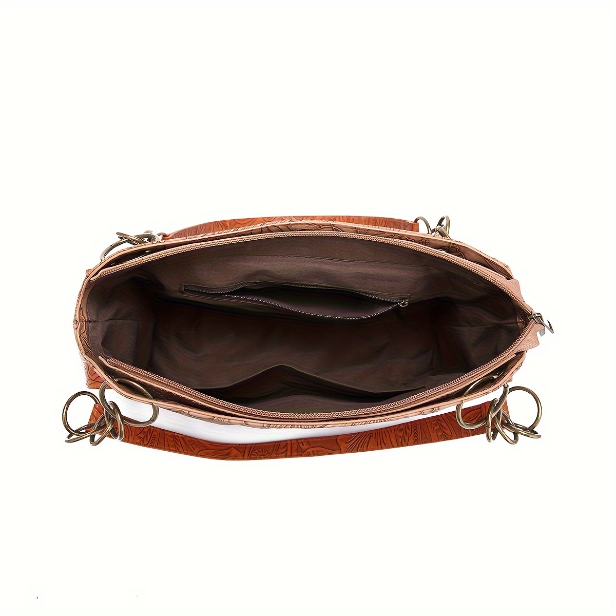 Vintage Floral Embossed Western Shoulder Tote Bag