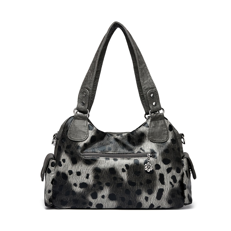 Y2K Leopard Print Large Hobo Shoulder Bag