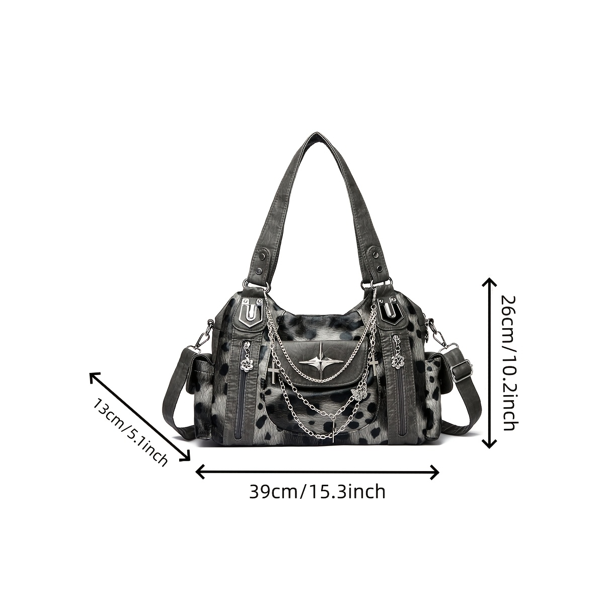 Y2K Leopard Print Large Hobo Shoulder Bag