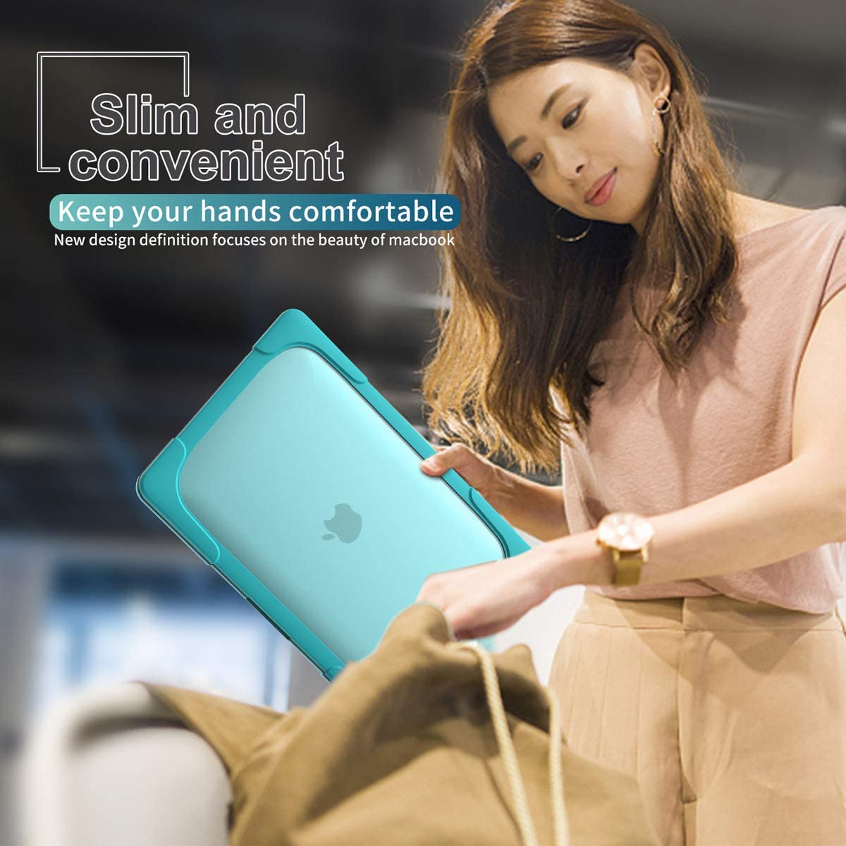 MacBook Case Heavy Duty  with Folding Stand - Light blue