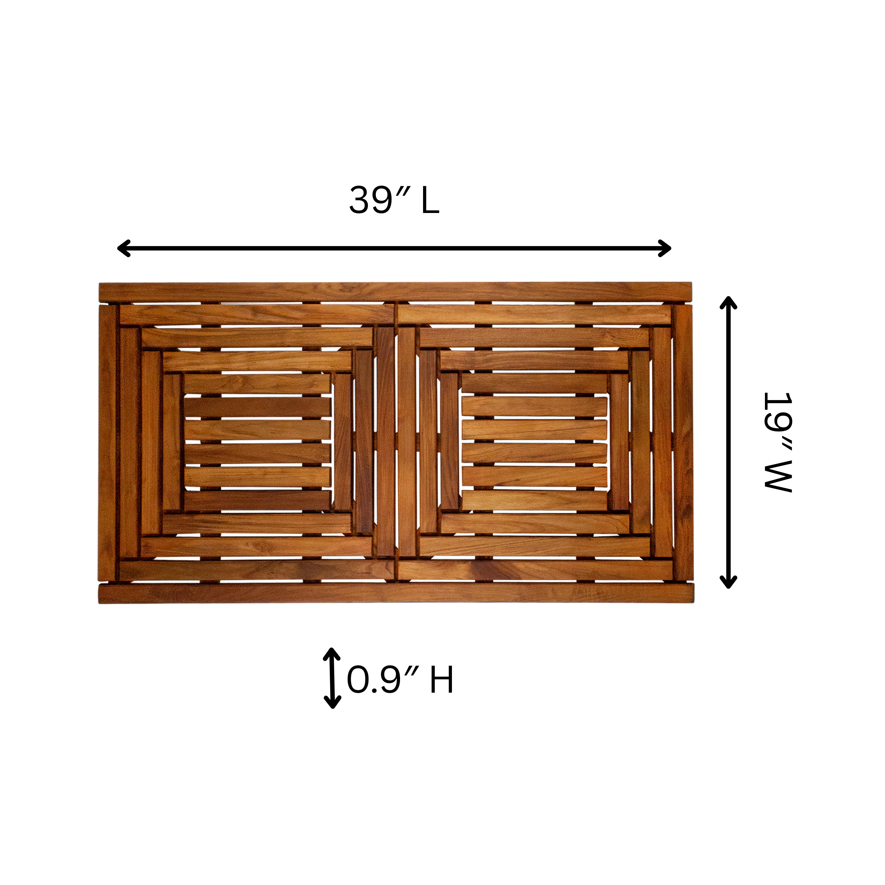 amoraspot Denver Oiled Double Framed Teak Shower and Bath Mat 39" x 19"