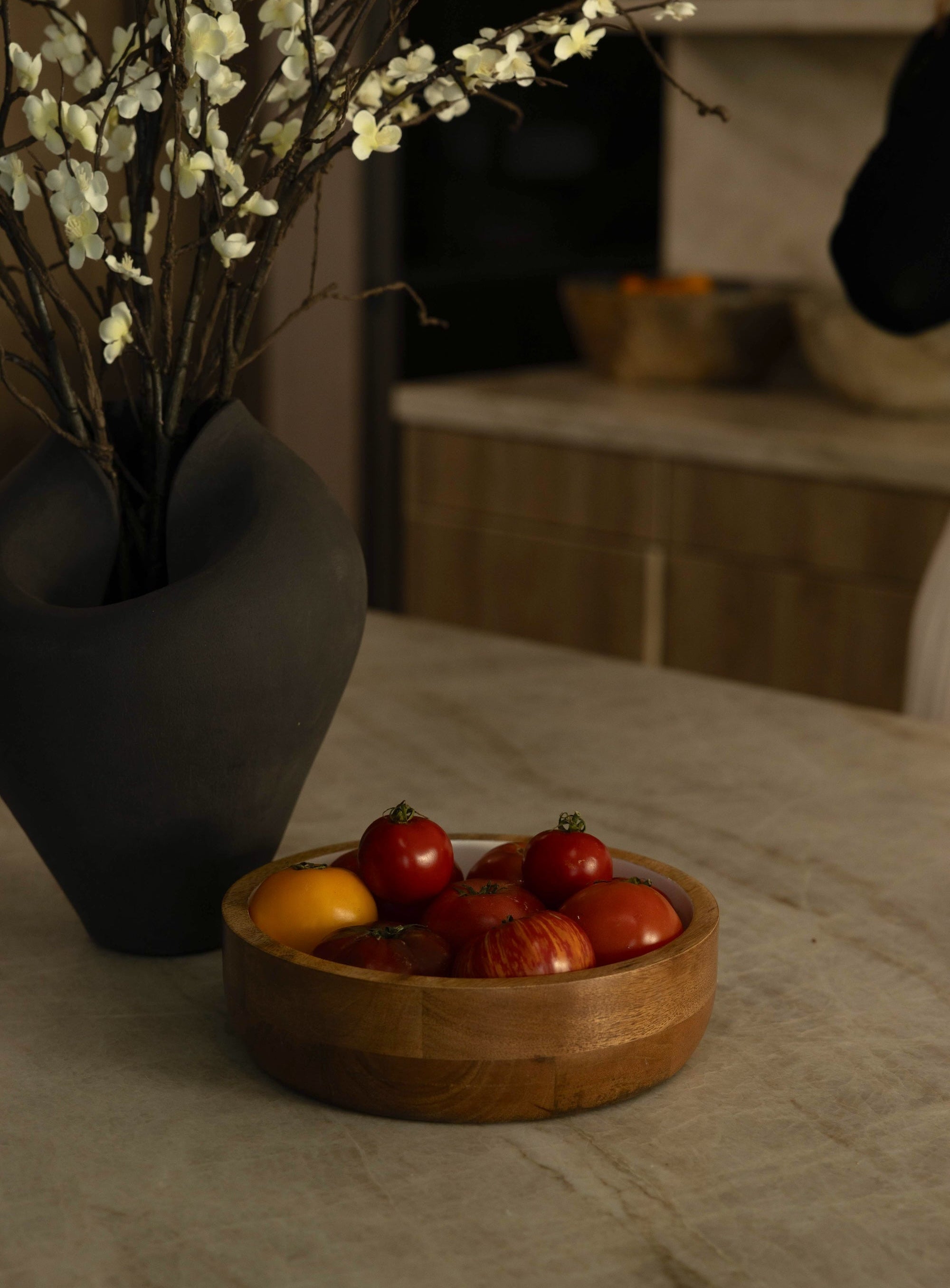 amoraspot Hayes Wood + White Nesting Bowls, Set of 2