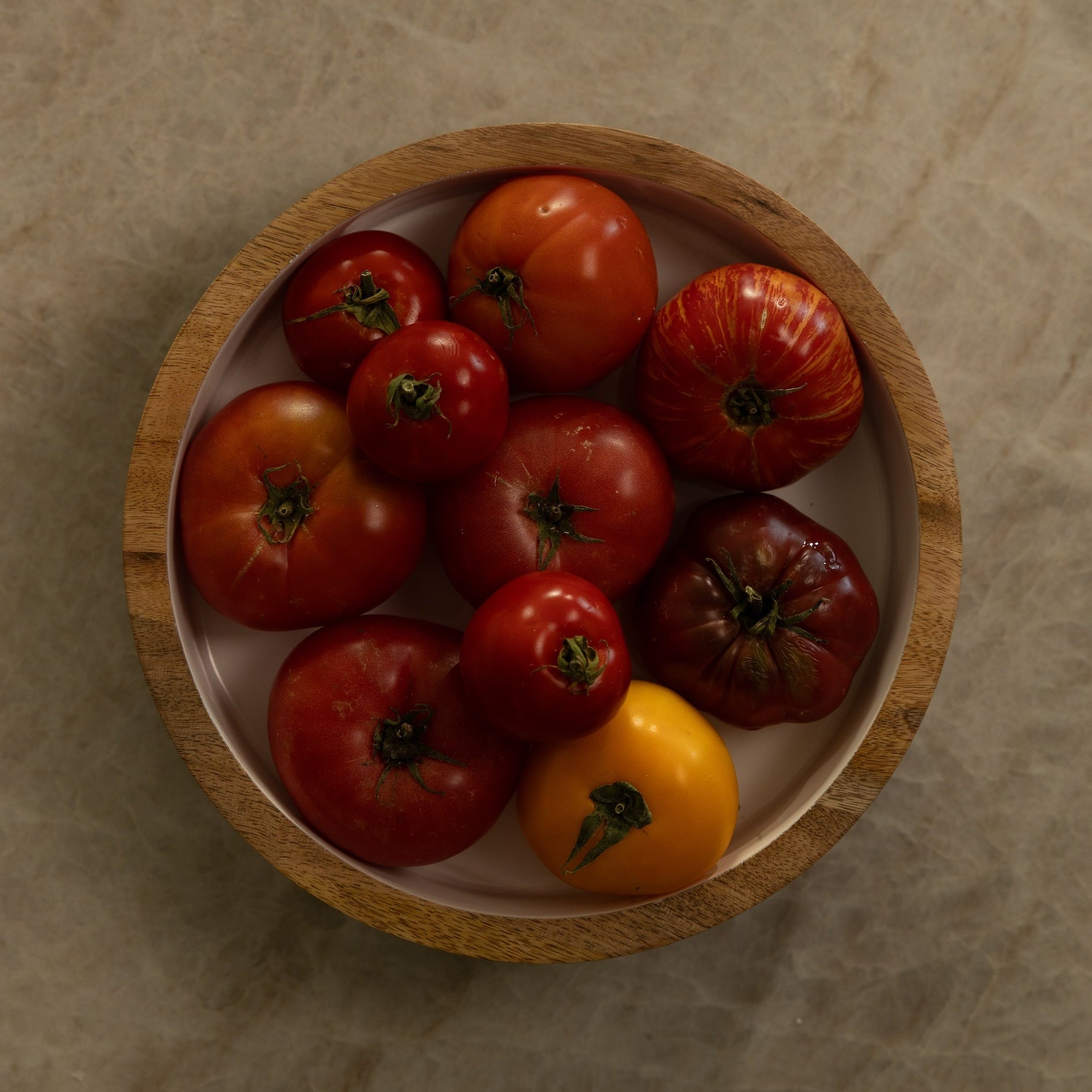 amoraspot Hayes Wood + White Nesting Bowls, Set of 2