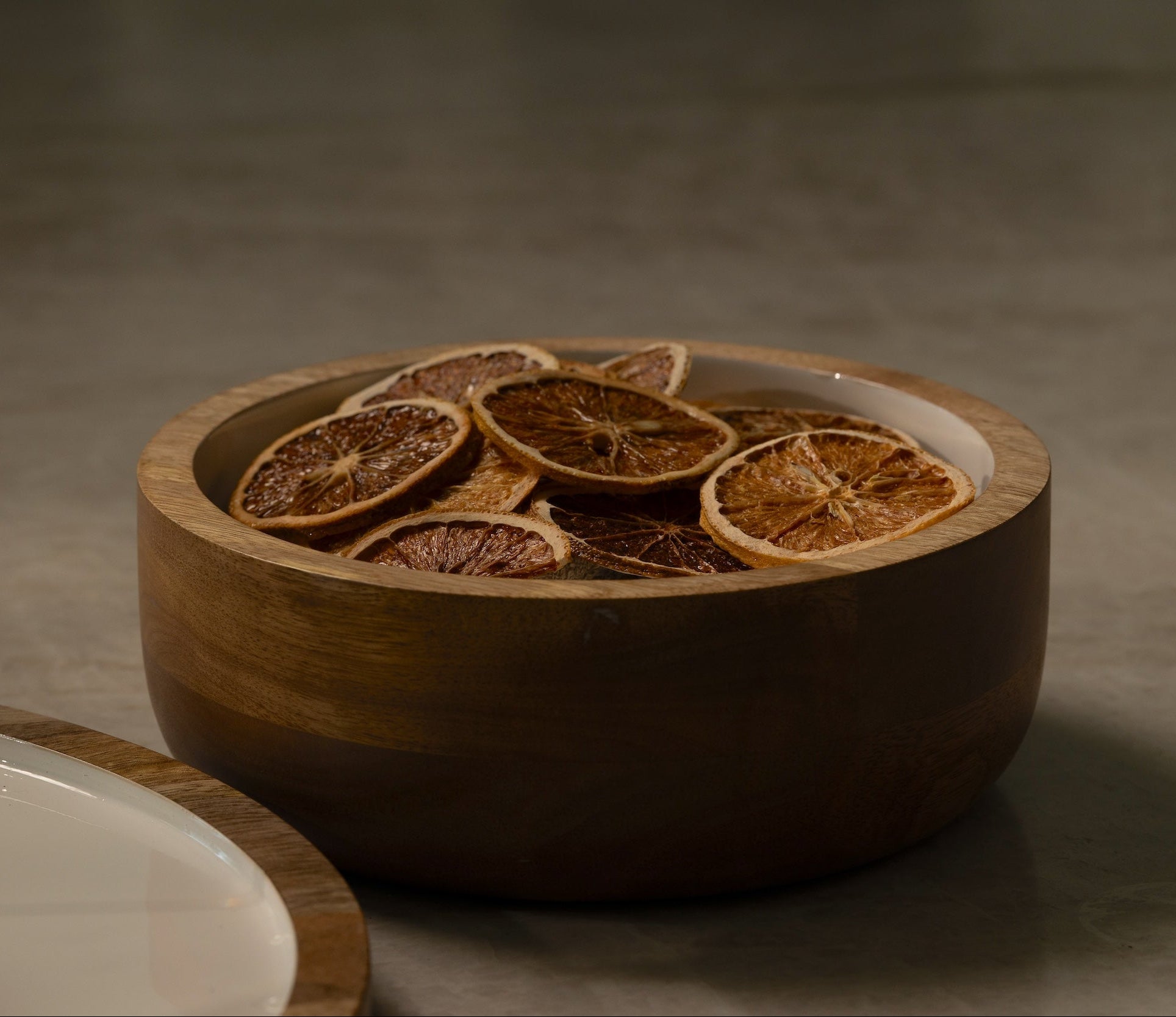 amoraspot Hayes Wood + White Nesting Bowls, Set of 2
