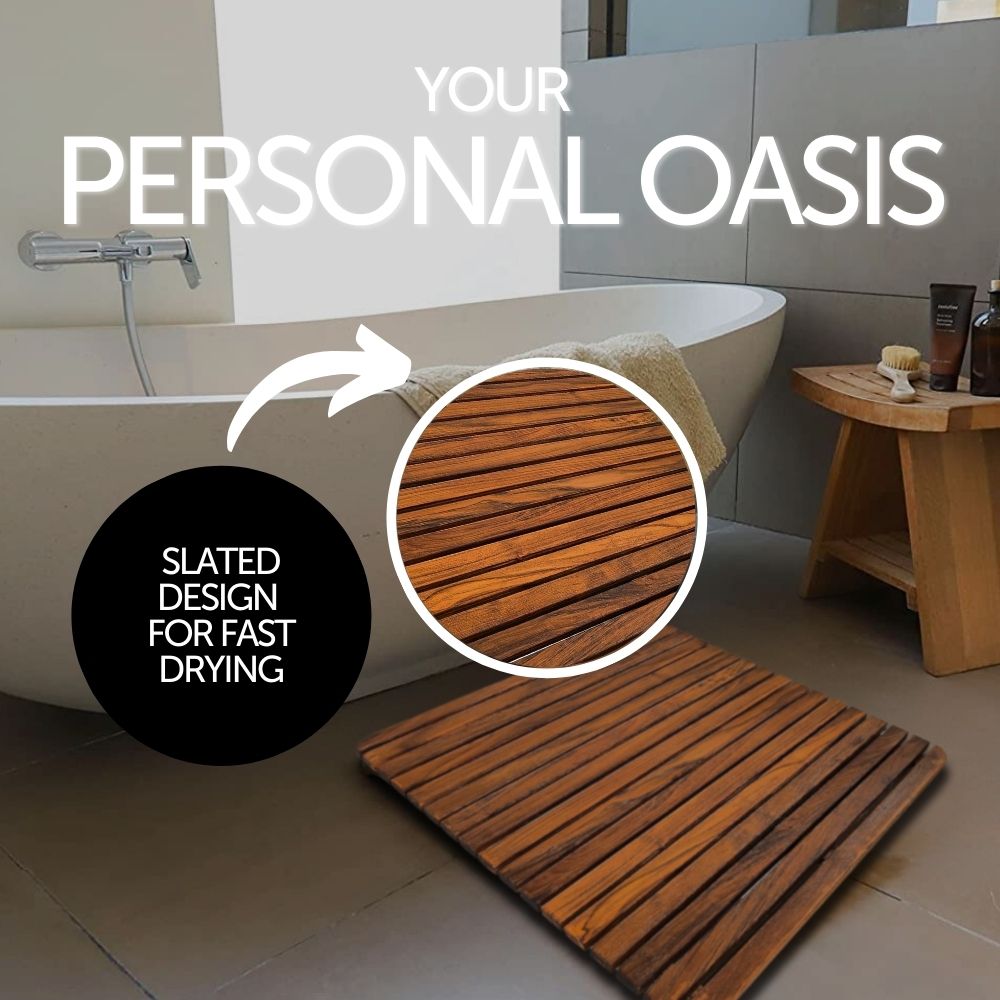 amoraspot Yukon Teak Shower and Bathmat 24" x 24"