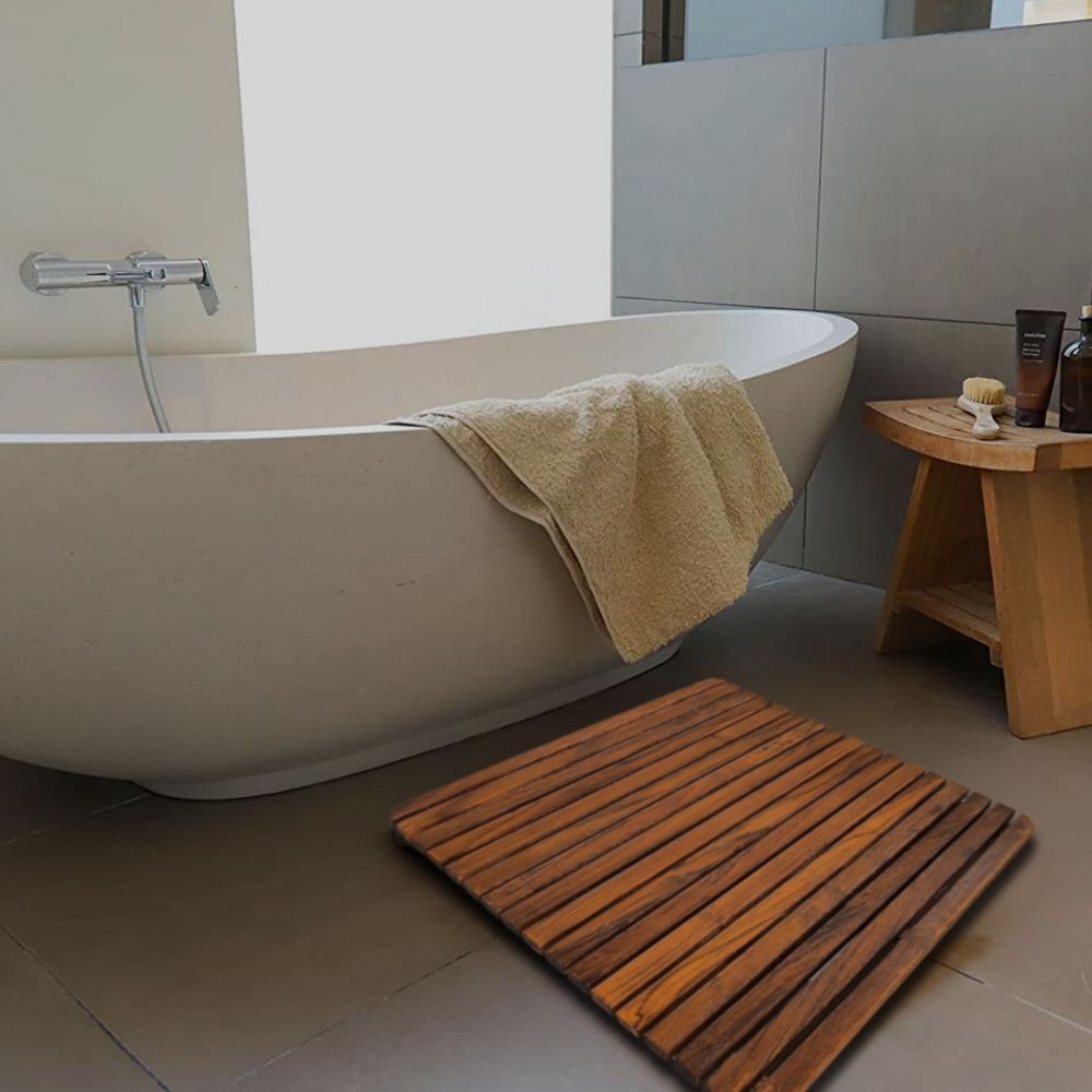 amoraspot Yukon Teak Shower and Bathmat 24" x 24"