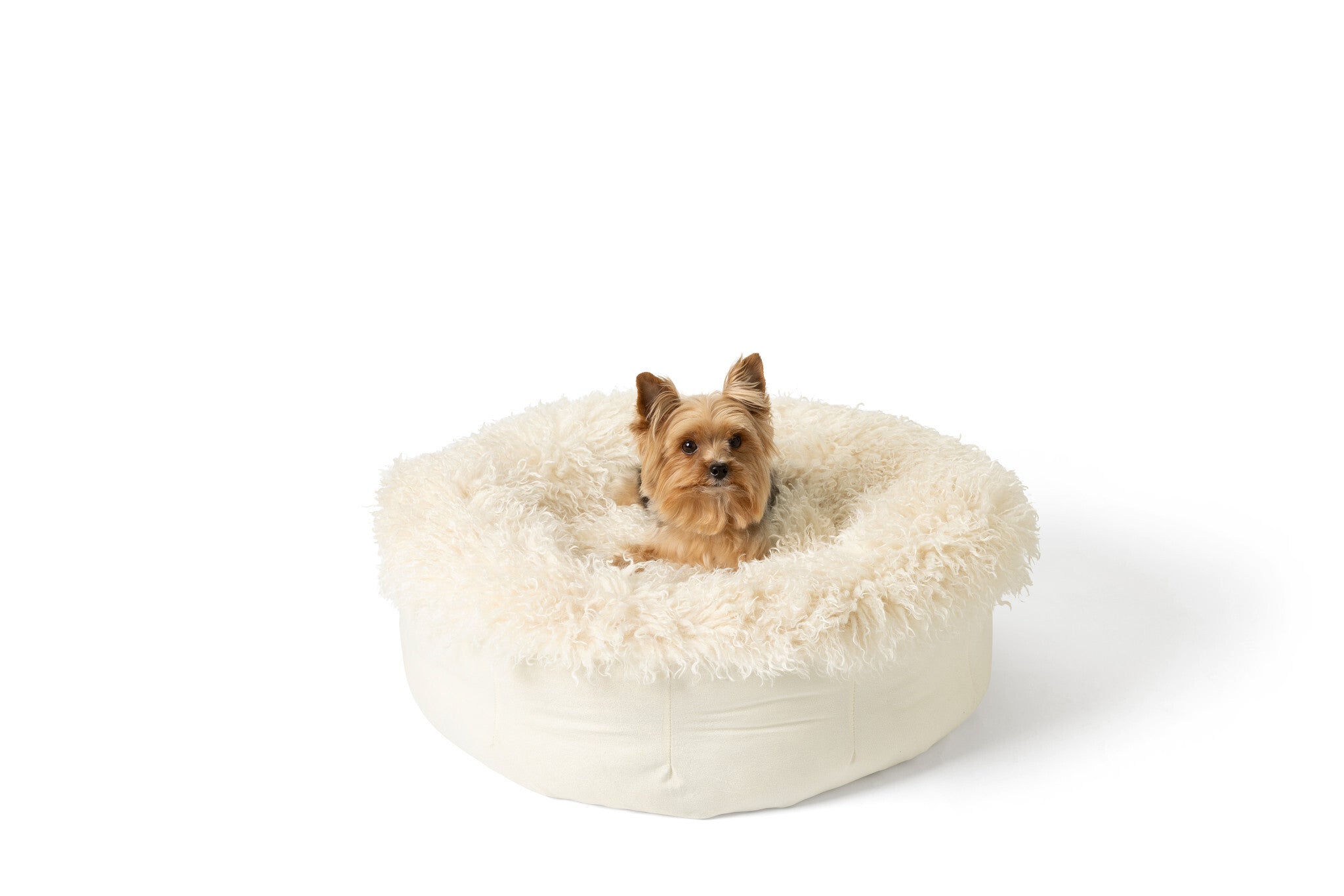 amoraspot Luxe Faux Fur Donut Dog Bed - Plush Sheep Ivory