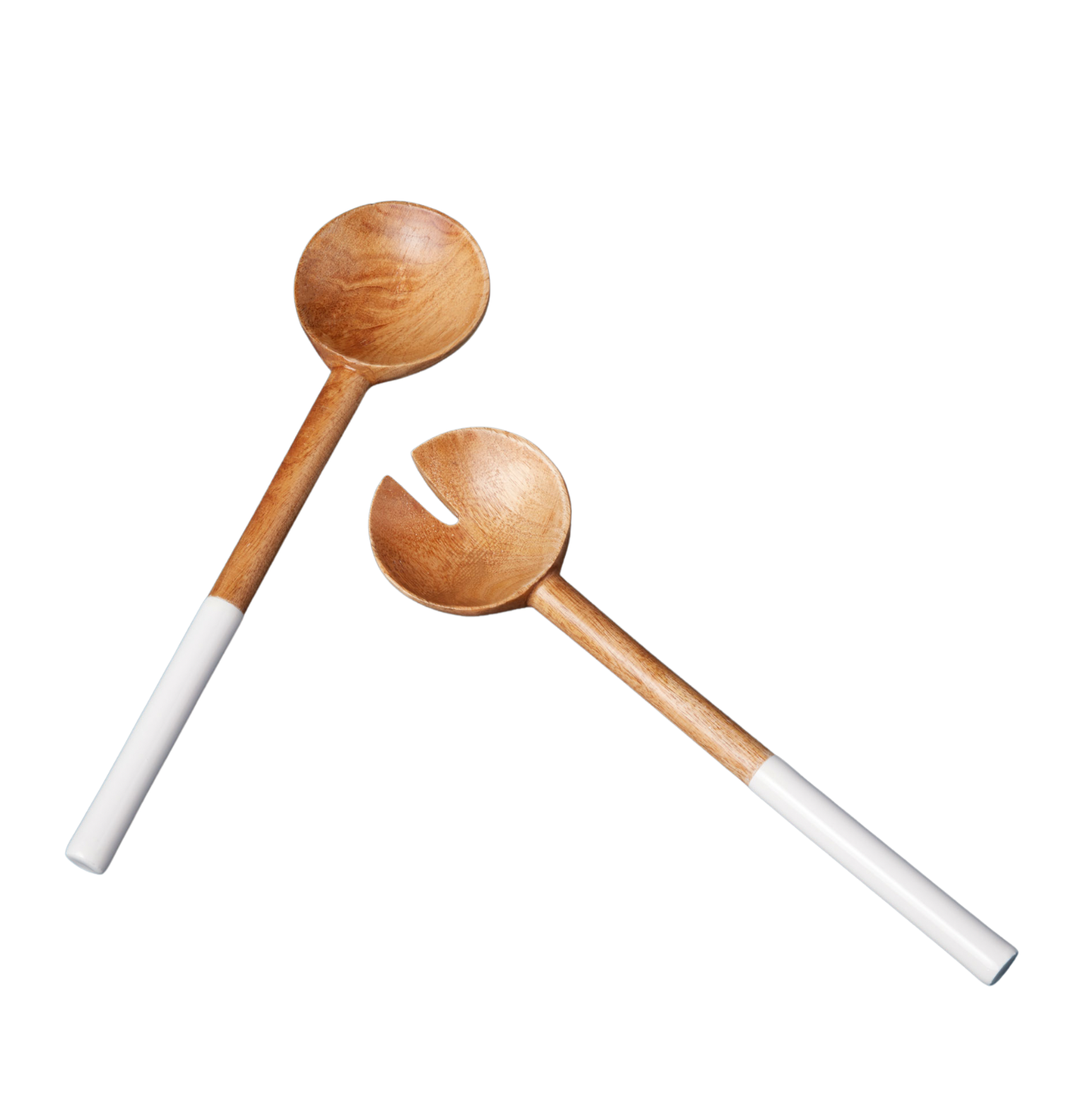 amoraspot Palmer Wood + White Salad Servers, Set of 2