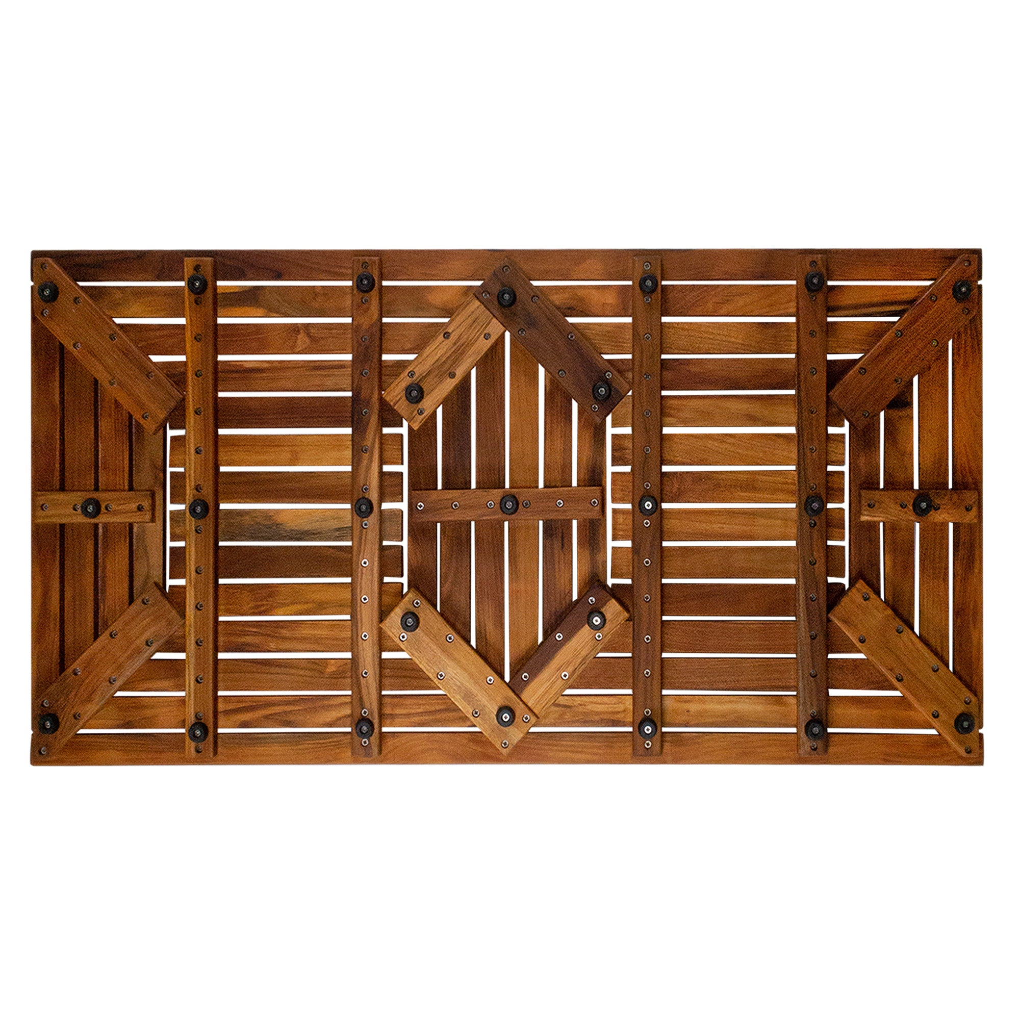 amoraspot Denver Oiled Double Framed Teak Shower and Bath Mat 39" x 19"
