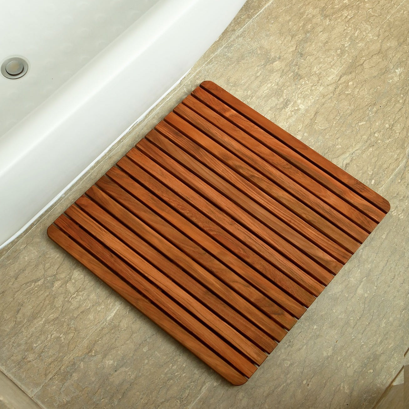 amoraspot Yukon Teak Shower and Bathmat 24" x 24"