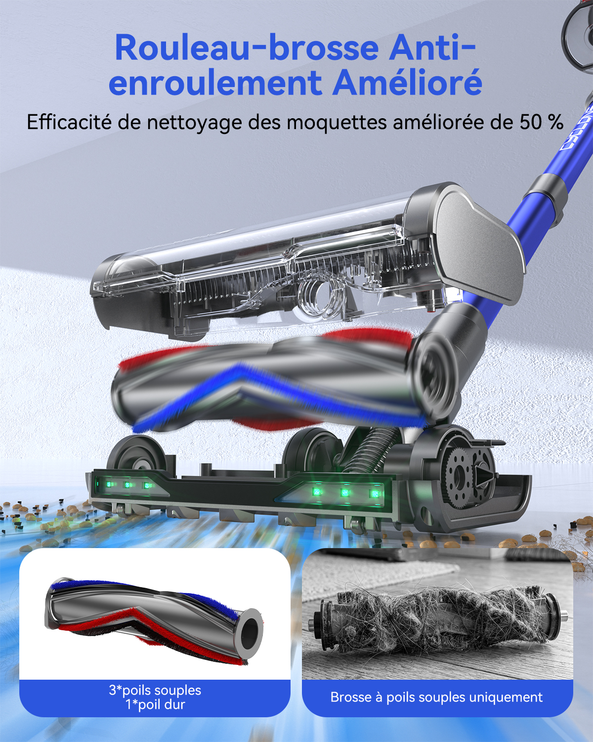 Vistefly A12 Aspirapolvere Senza Fili Potente 650W 55KPa 80Min