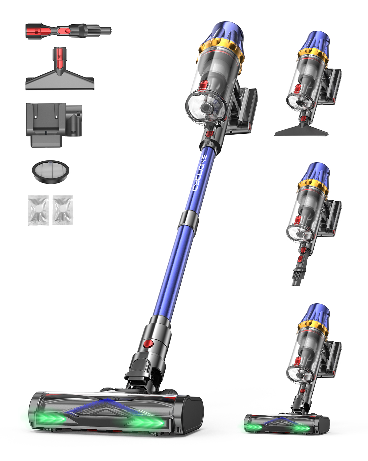 aonus Aspirapolvere senza Fili 60KPa/650W/80Min Scopa Elettrica Potente,Blu