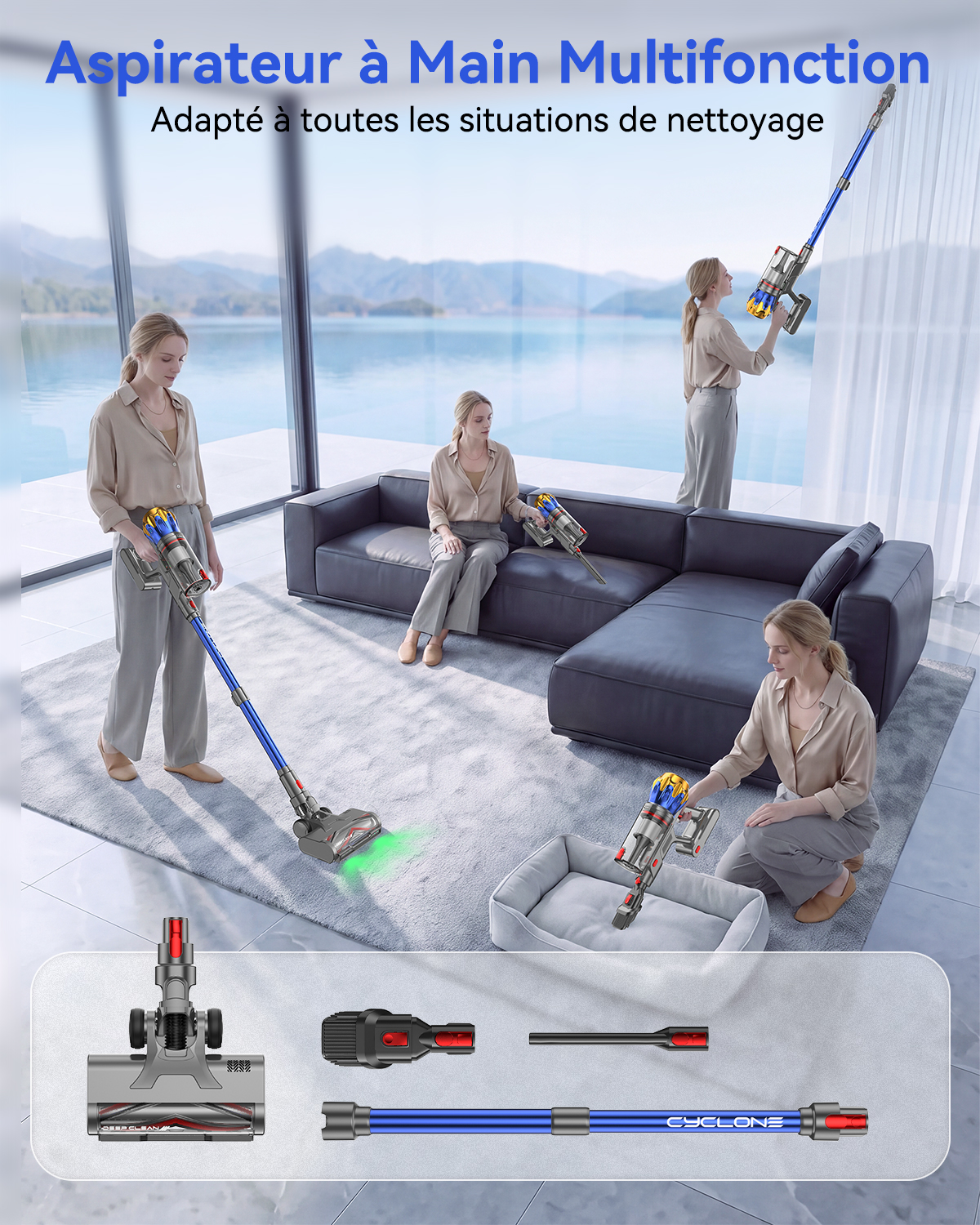 Vistefly A12 Aspirapolvere Senza Fili Potente 650W 55KPa 80Min
