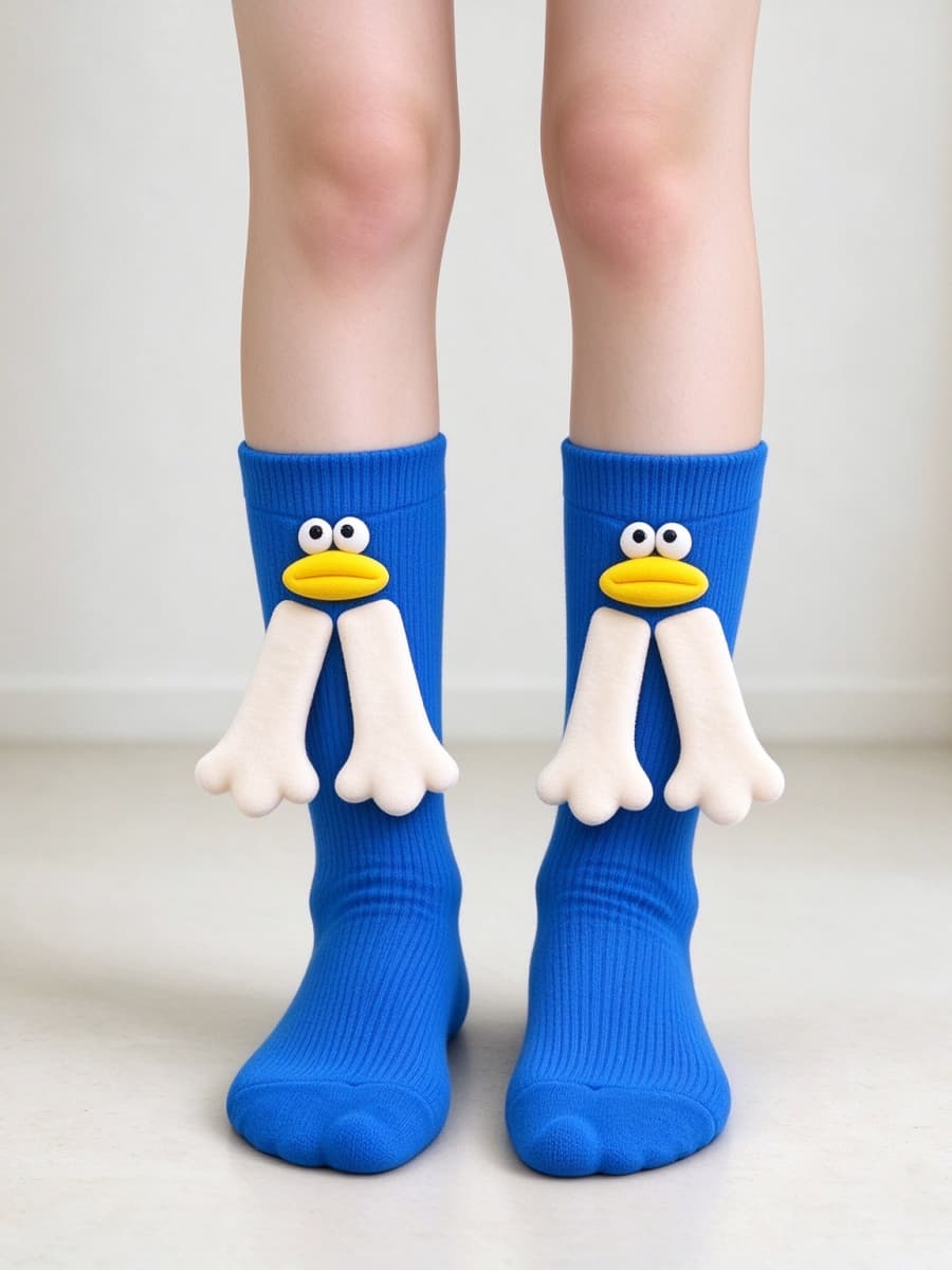 Women's Funny Cartoon Duck Mid Calf Socks