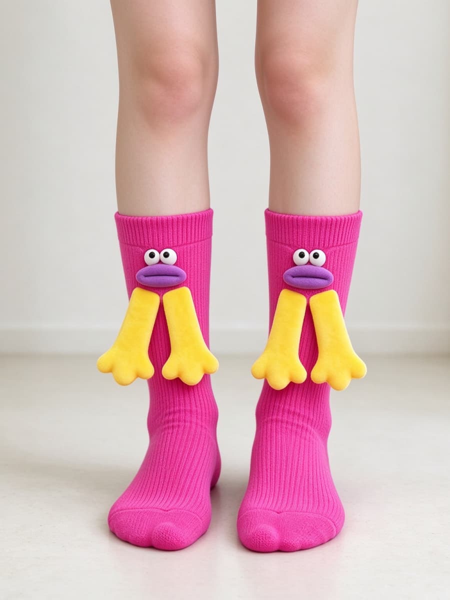 Women's Funny Cartoon Duck Mid Calf Socks