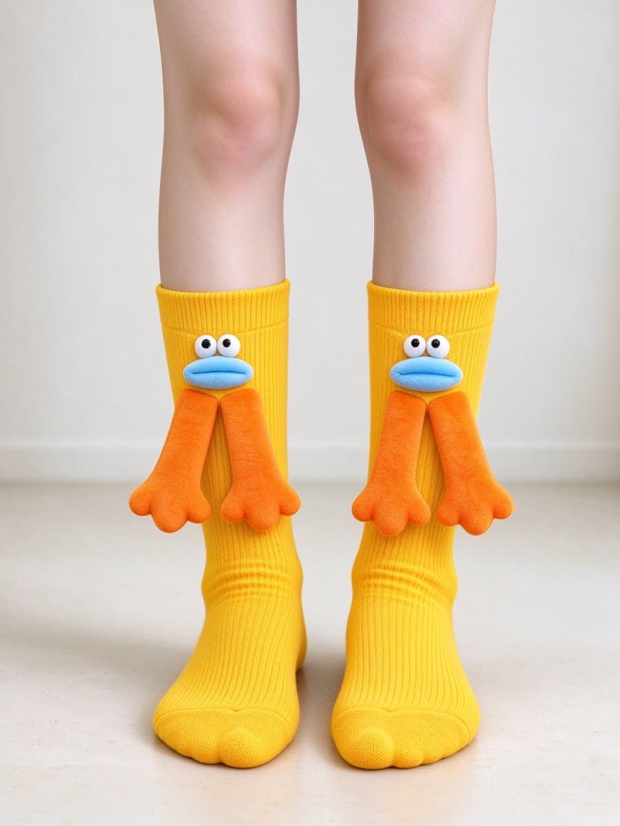 Women's Funny Cartoon Duck Mid Calf Socks