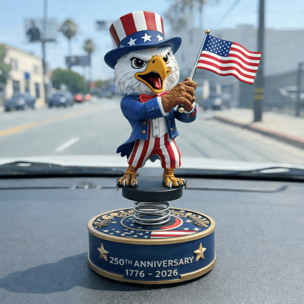 America 250th Anniversary Patriotic Eagle Bobblehead – Car Dashboard Decor