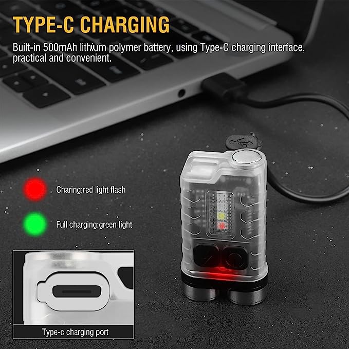 Small Powerful EDC Flashlight with Red UV Blue Light -Super Bright 900LM