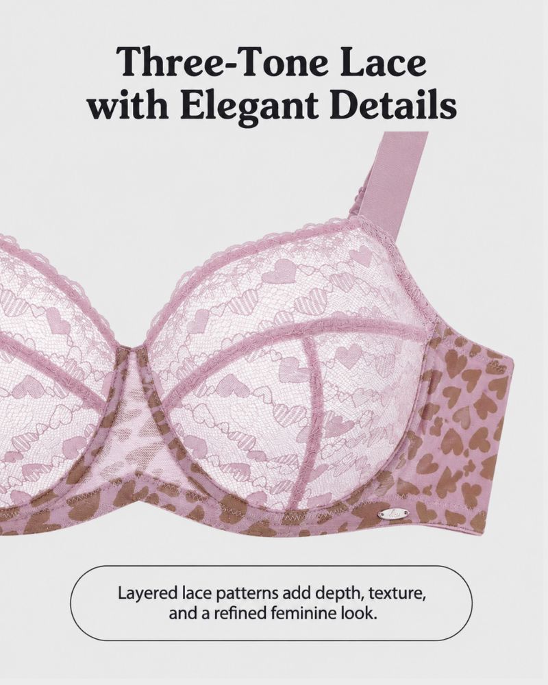 🔥Leopard Heart Lace Plus Size Minimizer Bra💫