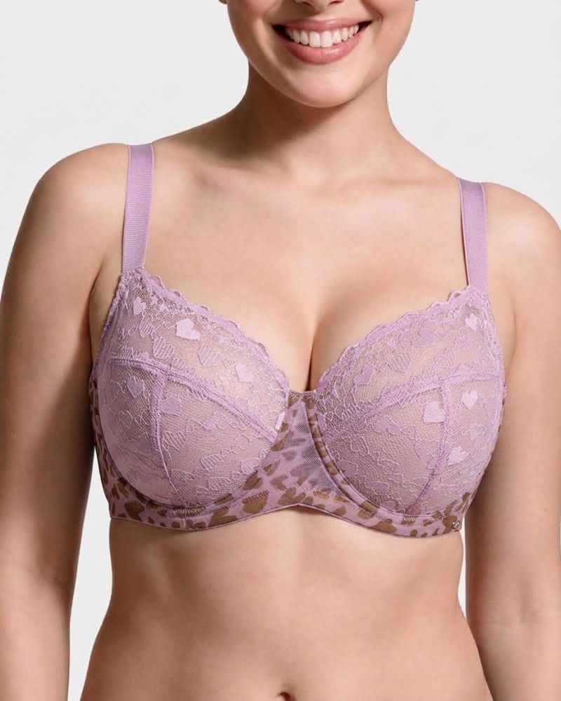 🔥Leopard Heart Lace Plus Size Minimizer Bra💫