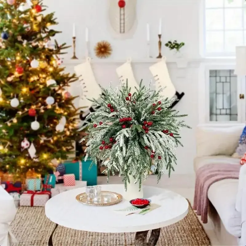 Artificial Norfolk Pine Branches with Red Berries 🌿- Christmas Greenery That Lasts!💐