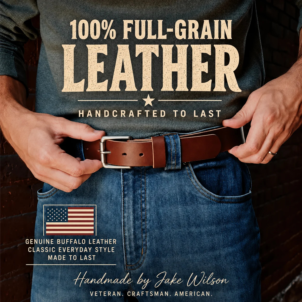 ⚒100% Handmade Full-Grain Buffalo Leather Belt – Built to Last