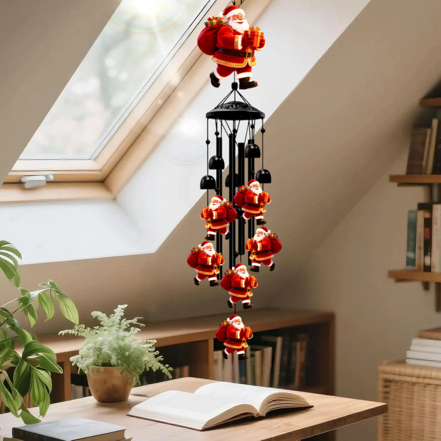 🎅 Christmas Santa Wind Chime with Metal Tubes & Bells