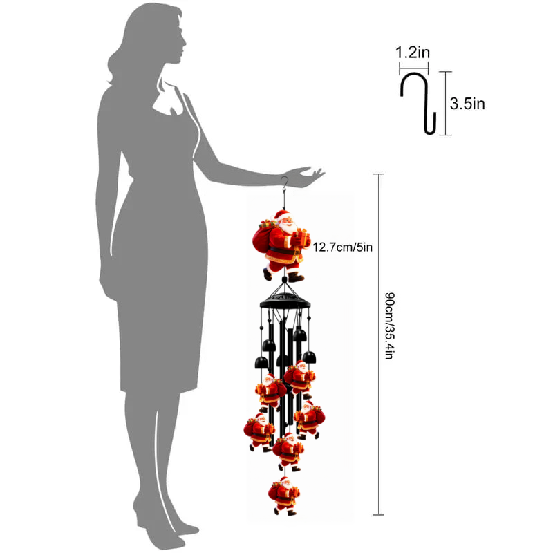 🎅 Christmas Santa Wind Chime with Metal Tubes & Bells