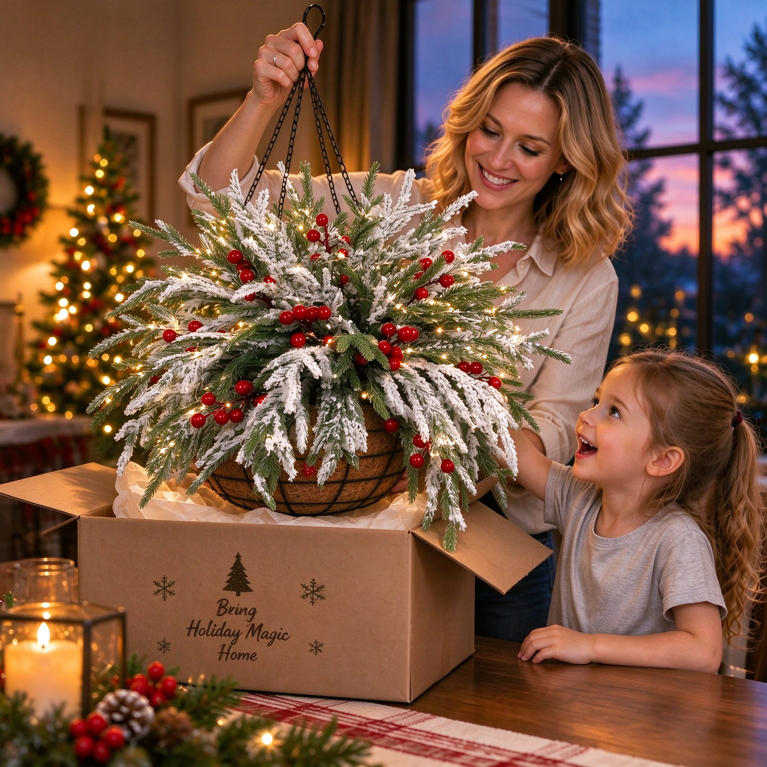 [Copy]🎄Christmas Hot Sale🏆Pre-Lit Artificial Christmas Hanging Basket