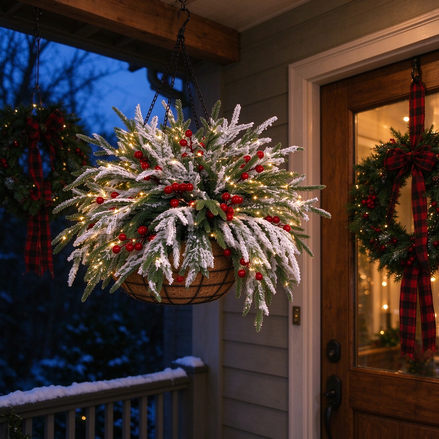[Copy]🎄Christmas Hot Sale🏆Pre-Lit Artificial Christmas Hanging Basket