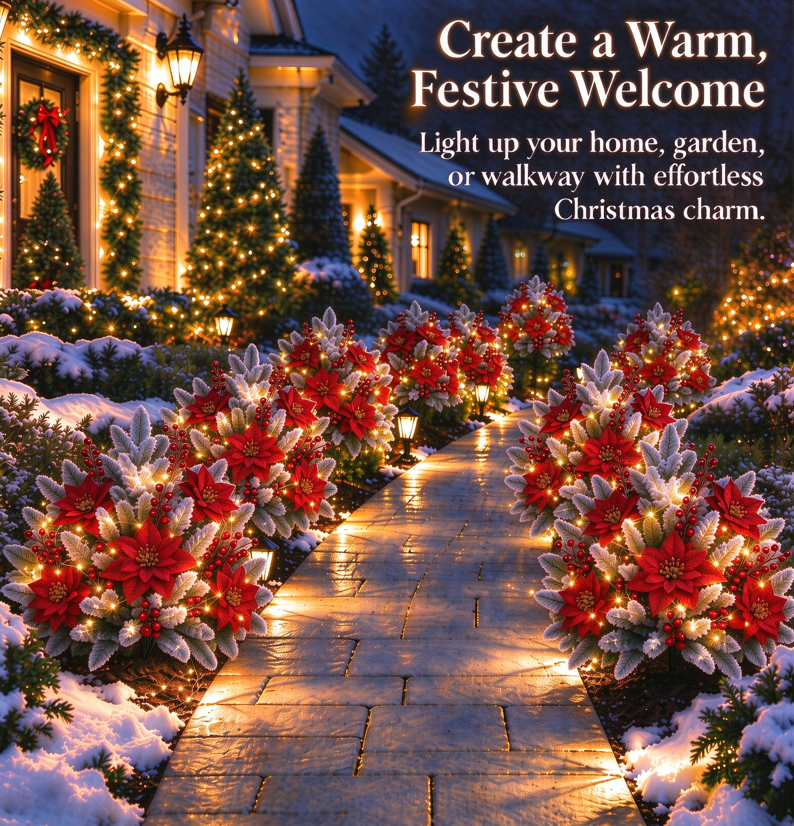 🔥2026 Christmas Sale 50% OFF | Pre-Lit Christmas Evergreen & Red Berry Garden Stakes