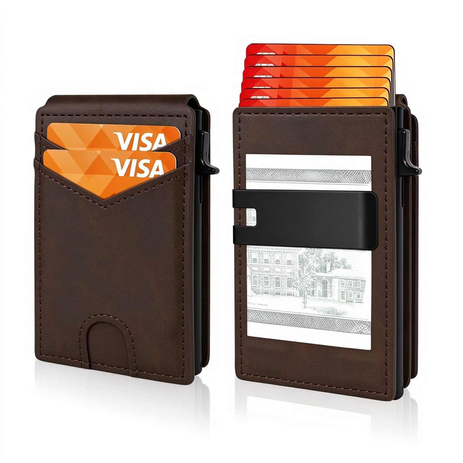 [Copy]🔥Last Day 49% OFF🔥Wallet for Men - with Pop Up Aluminum Case Money Clip Slim Leather Slots Credit Card Holder Bifold Minimalist Wallet